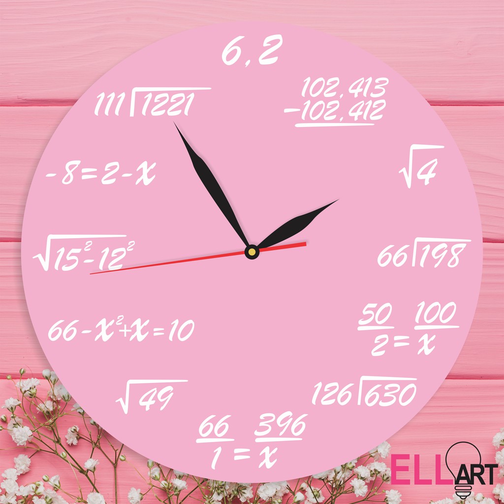 Jam Dinding Unik Rumus MTK Minimalis Pajangan Dekorasi Formula Math Vintage-PINK