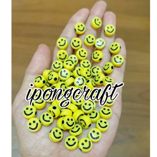 Mote Smile Kuning 1CM /Manik smile Kuning / Smile beads