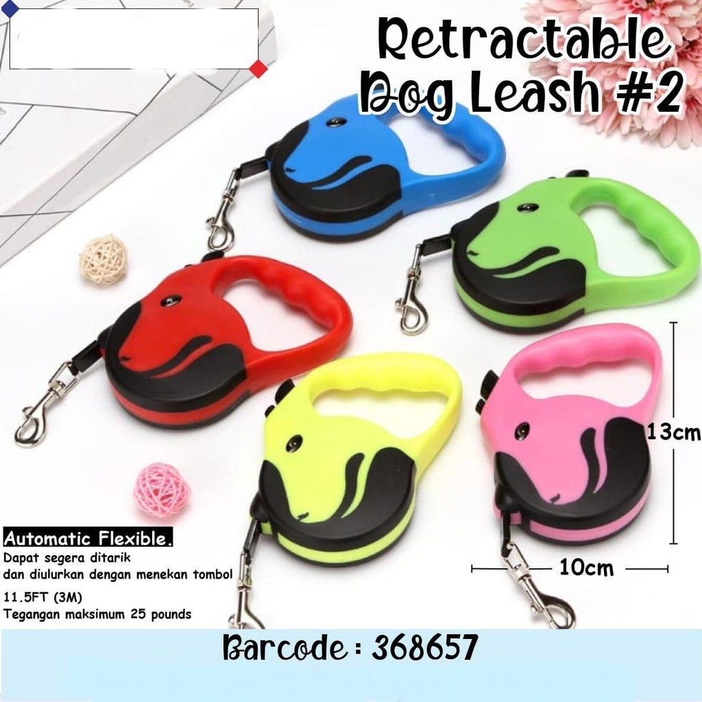 368657 Tali Tuntun Anjing Kucing retractable Leash #2 3m Dog &amp; Cat