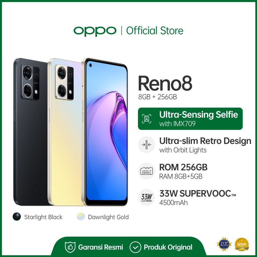 OPPO Reno8 4G 8/256GB Smartphone (Garansi Resmi)