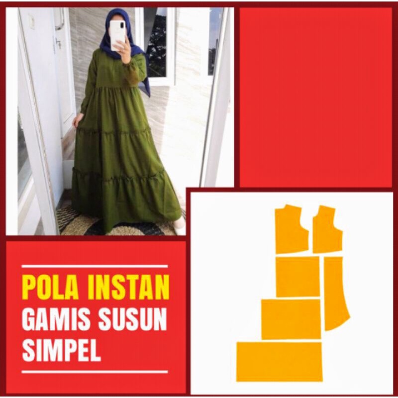 pola baju gamis susun umbrela /pola baju wanita