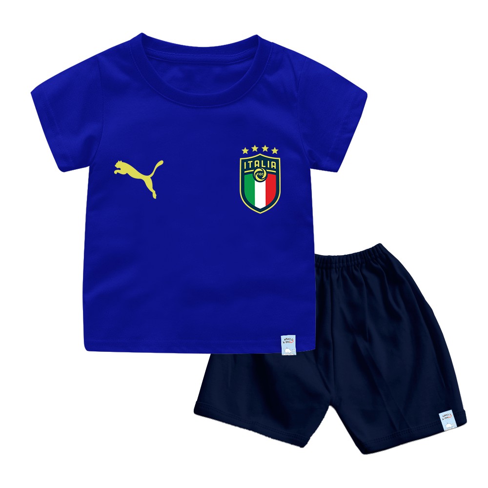 Setelan Kaos Jersey Bola Piala Eropa Italia Wales Bayi Dan Anak Bahan Katun Combed 30s super-1