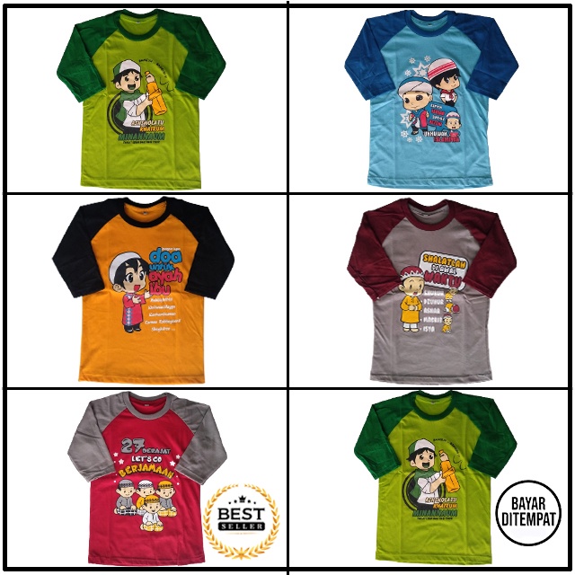 Kaos Muslim Anak Laki Laki Usia 1- 10 tahun (S M L XL XXL) - Baju Anak - Baju Karakter Anak Muslim - Fashion Anak - Reglan Anak