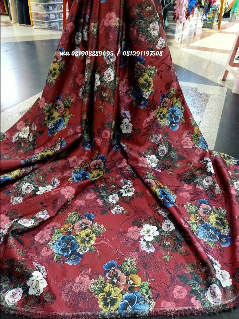 Kain Jacquar Motif Bunga Mewah Bahan Jaguar Motif Bunga Cantik Shopee Indonesia