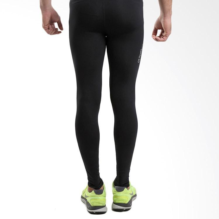 Tiento Baselayer Legging Olahraga Long Pants Black Silver Original