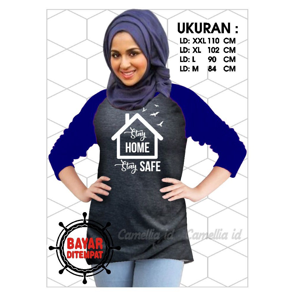 Kaos Raglan (HOME)/Kaos Wanita Lengan 3/4/ Kaos Wanita/ Kaos Cewek/ Kaos Oblong/Misty