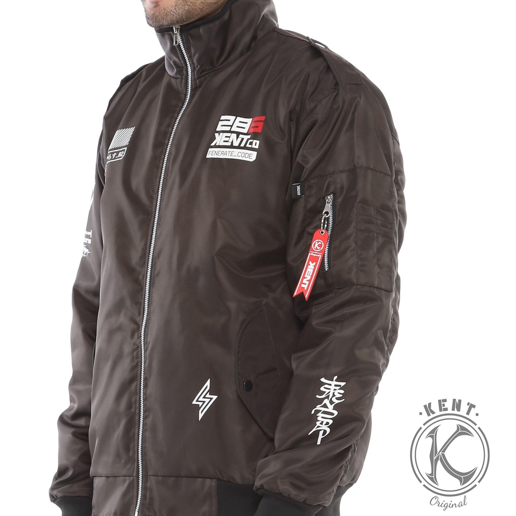 Kent Jaket Pria Bomber Pilot Word Brown