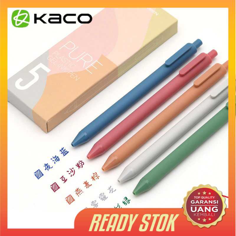 

KACO PURE Morandi I Pulpen Gel Warna Warni Pen Pena 0.5mm 5 PCS (Colorful Ink)