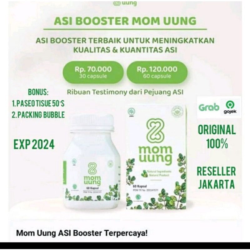 Suplemen Pelancar Asi Booster Mom Uung 60 &amp; 30 Kapsul Untuk Ibu Menyusui Busui Original Halal By Lidya Mom And Baby