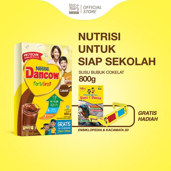 DANCOW FortiGro Susu Bubuk Susu Anak Cokelat 800g Gratis Hadiah