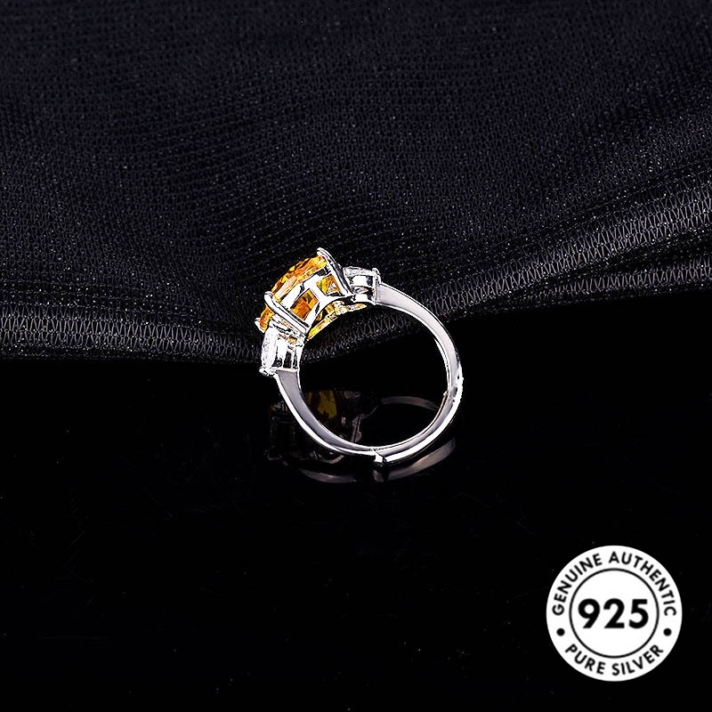 Cincin Berlian Kuning Bahan 925 Sterling Silver