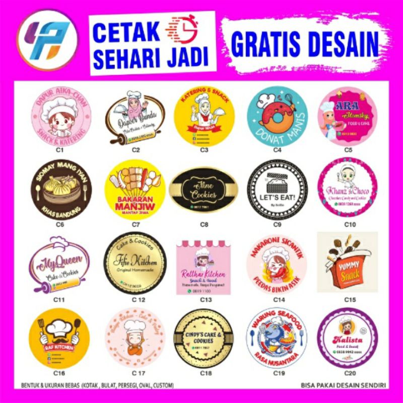 

CETAK STIKER LABEL KEMASAN A3 CHROMO + CUTTING (BULAT, KOTAK, OVAL, CUSTOM) MULAI Rp. 200- 500 per piece MURAH BERKUALITAS
