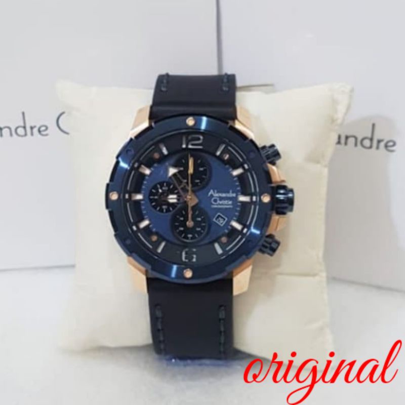 Jam Tangan Pria Alexandre Christie Ac 6410 Original Blue Navy Rosegold