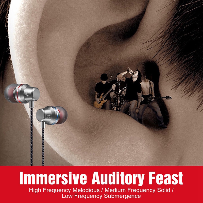 Earphone In-Ear Subwoofer Hifi 4d 3.5mm Bahan Metal Dengan Mikrofon Untuk Smartphone