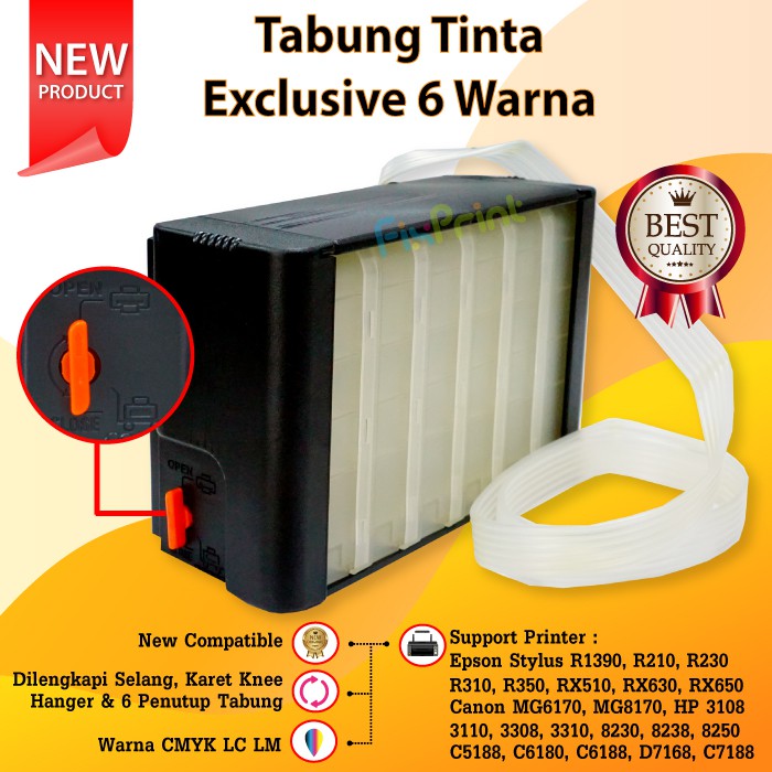 Tabung Infus Box Hitam 6 Warna Tabung Printer Exclusive 6 Sekat 100ml