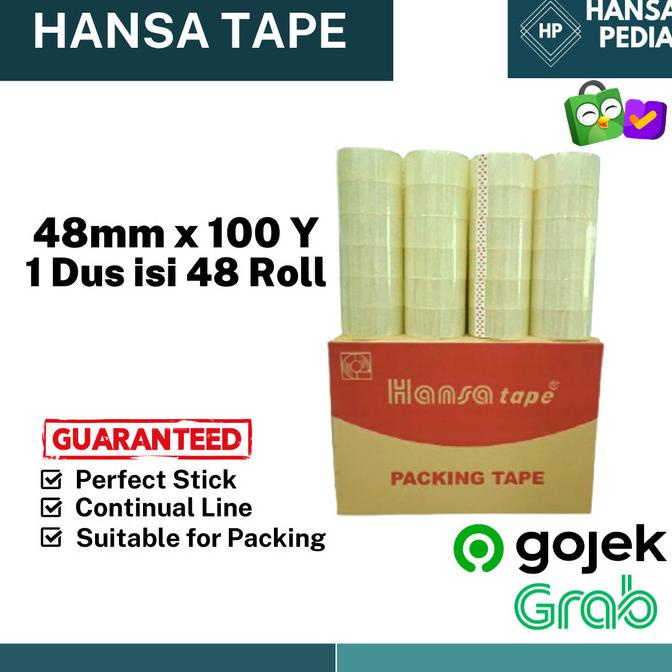 

Lakban Bening / Coklat Hansa Tape 48X100 Yard (48 Pcs) Gosend Terlaris