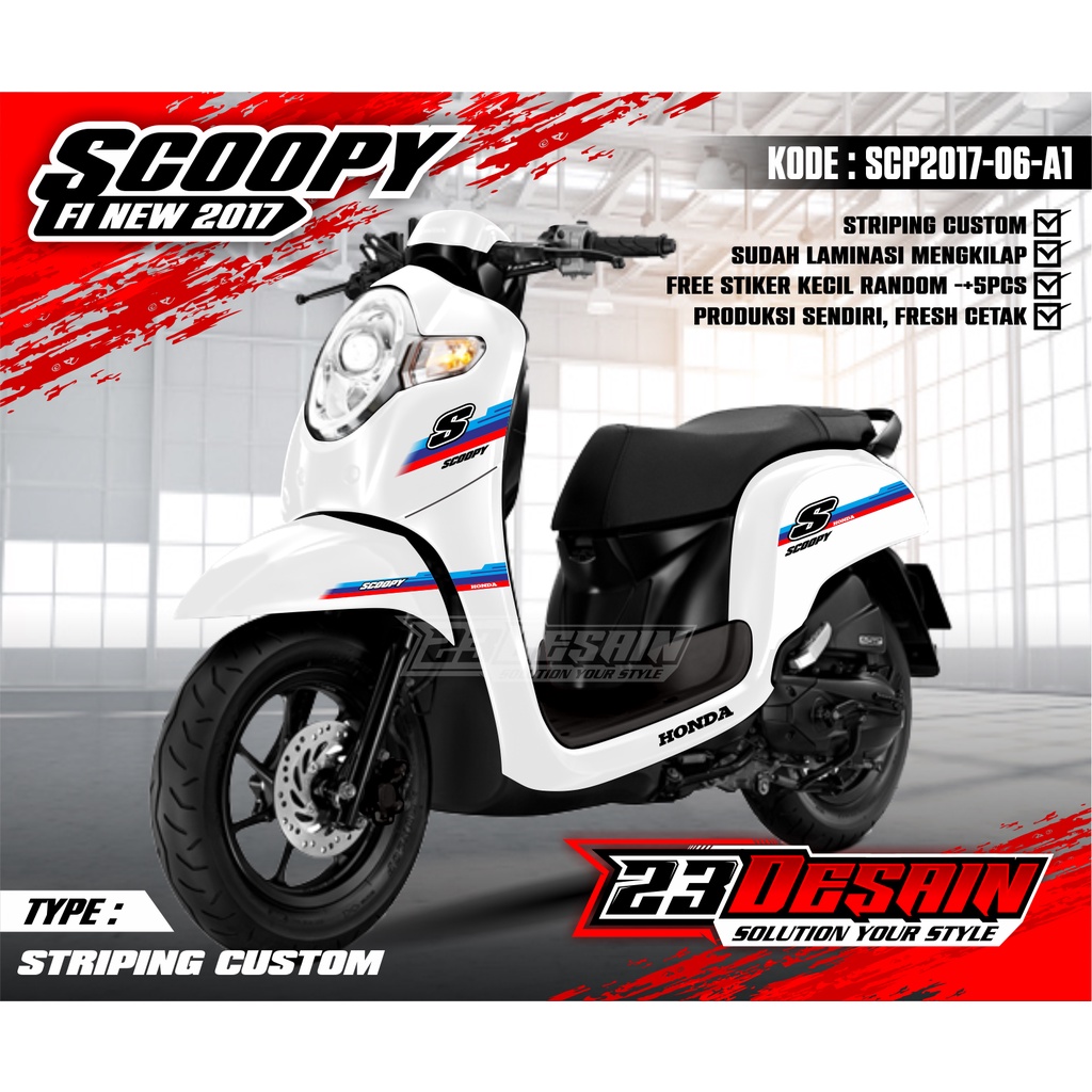 STRIPING STIKER SCOOPY LIST SIMPLE  STRIPING SCOOPY 2017 MINIMALIS SCP2017 06 PUTIH
