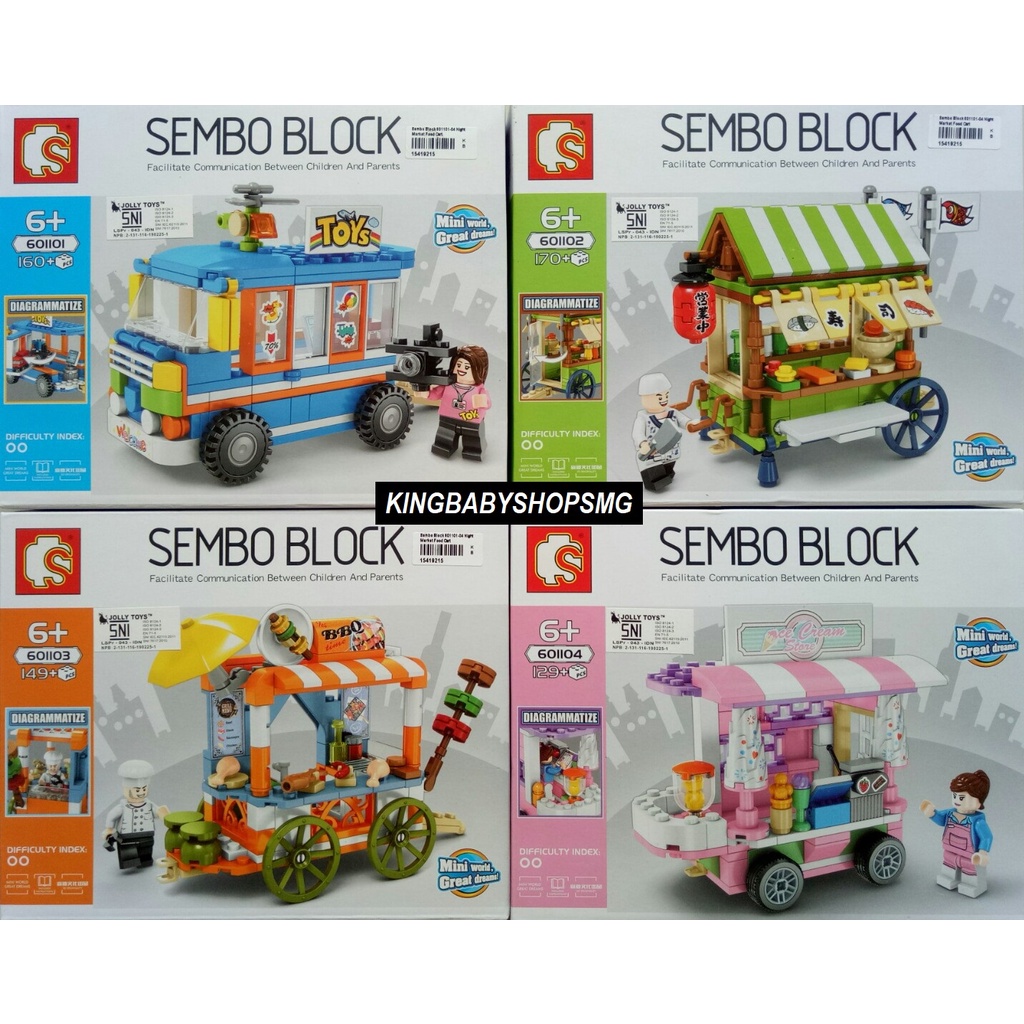 Set 4 in 1 Sembo Block 601101-04 (A) | 601105-08 (B) | 601109-12 (C) | 601113-16 (D) Night Market Ca