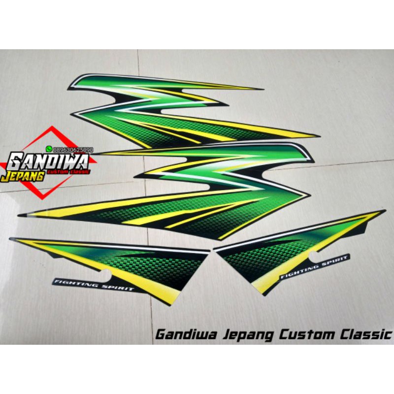 striping sticker motor Yamaha RX king 2003 warna hijau botol ijo botol