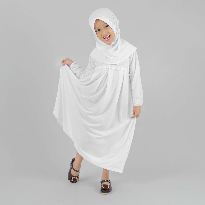 BAJUYULI gamis muslim anak murah warna white