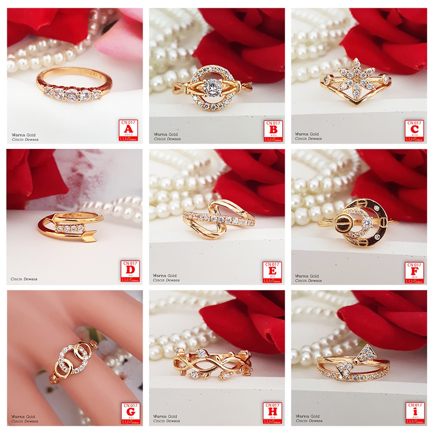 CN 017 Cincin Wanita Dewasa Permata Zirkon Jernih Perhiasan Set Xuping Mas Murah Luxx Xuping