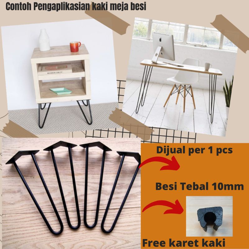 kaki meja besi/kaki meja kursi /hairpin leg/hairpin legs besi/hairpin meja tinggi 15-40cm