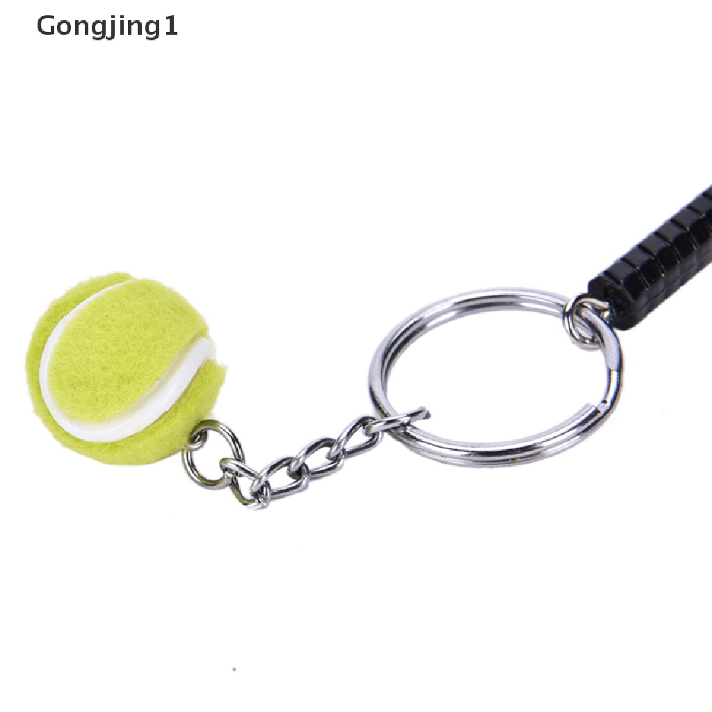 Gongjing1 Gantungan Kunci Bentuk Raket Tenis 3D Bahan Metal Untuk Hadiah