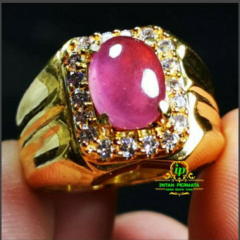 cincin batu natural PINK RUBY top quality mewah