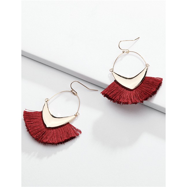 LRC Anting Gantung Fashion Alloy Geometric Arrow Line Ear Tassel Earrings F78955