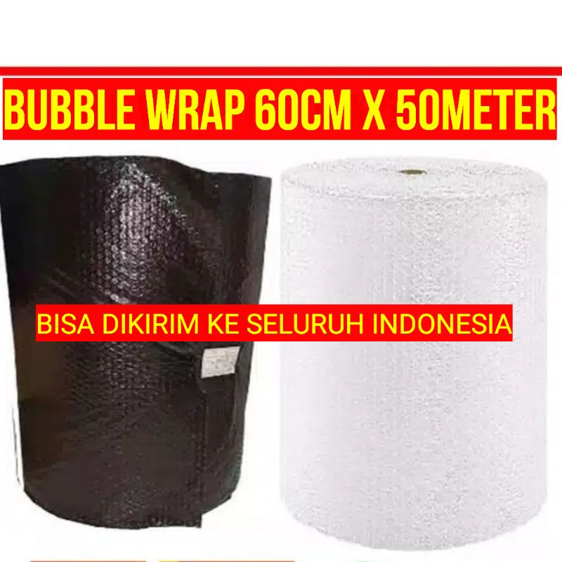 

Bubble Wrap 60cm x 50meter / 40cm x 50meter / 30Cm x 50Meter Hitam Bening Putih Susu Tebal Murah