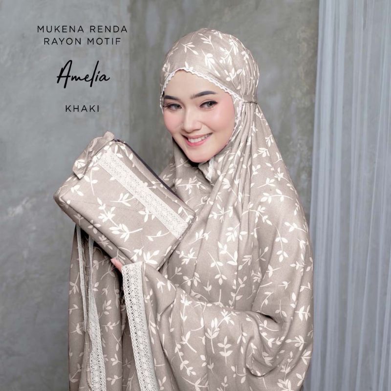 Mukena Amelia | Mukena Rayon Viscos | Mukena Travel | Mukena Renda | Free Bag