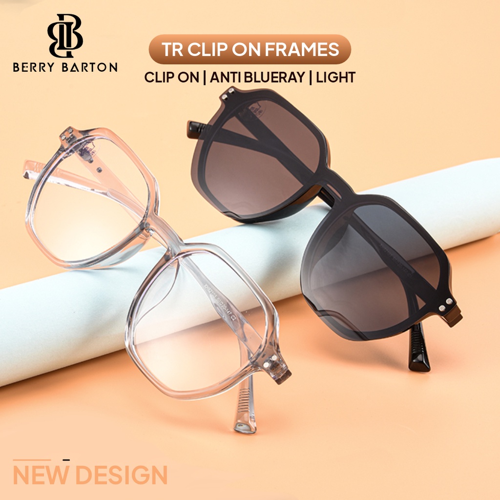 Berrybarton - Kacamata Clip On Segi Enam TR Anti Radiasi Bluecromic Pria Wanita 82103
