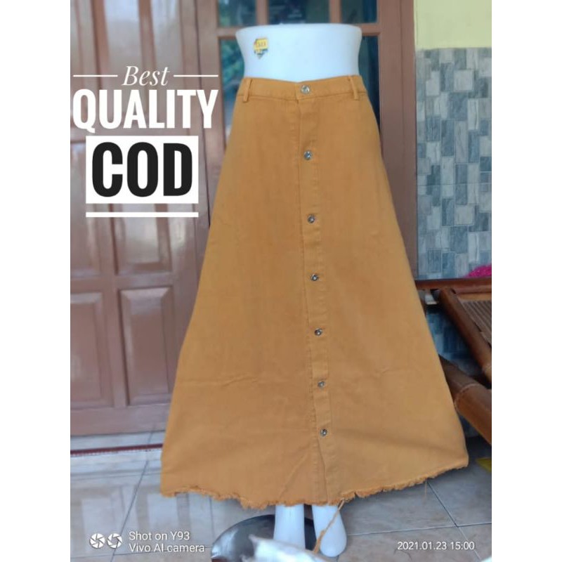 (COD) ROK BUTTON SKRIT//ROK PANJANG JEANS//ROK PANJANG WANITA