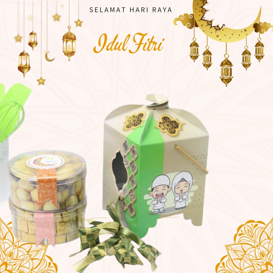 

Box Lebaran / Hampers Toples / Dus Kue Kering Idul Fitri Model Masjid