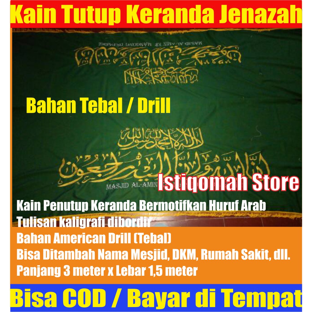 PROMO TERLARIS Kain Tutup Penutup Keranda Jenazah Bahan Tebal American Drill Full Bordir TERMURAH