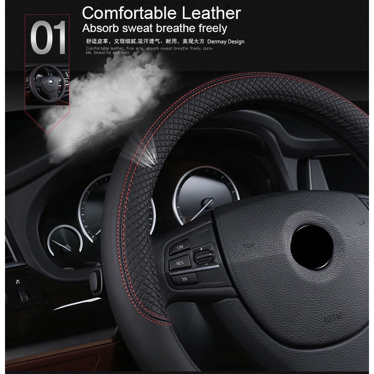 (100% BARANG ORI) EACHGO Sarung Setir Mobil PU Leather Diameter 38 cm - e39
