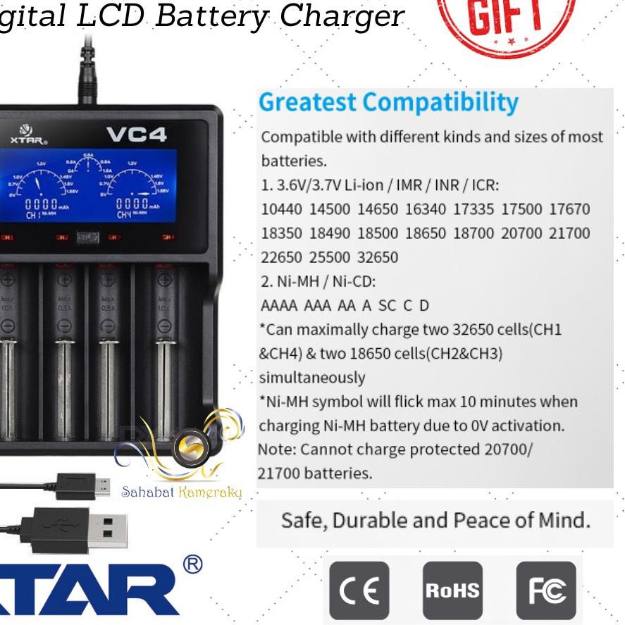 ♚jvd【YYYU【 Charger Xtar VC4 LCD Display 4 Slot Battery Original 【 *gf*