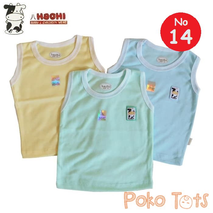 Hachi Kaos Singlet Ukuran 14 Tangan Buntung Bayi dan Anak Warna Polos