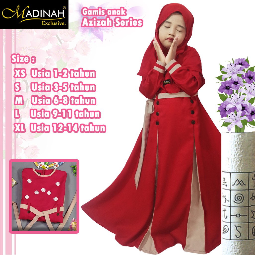 Azizah Gamis Anak Set Hijab utk Usia 6-8th