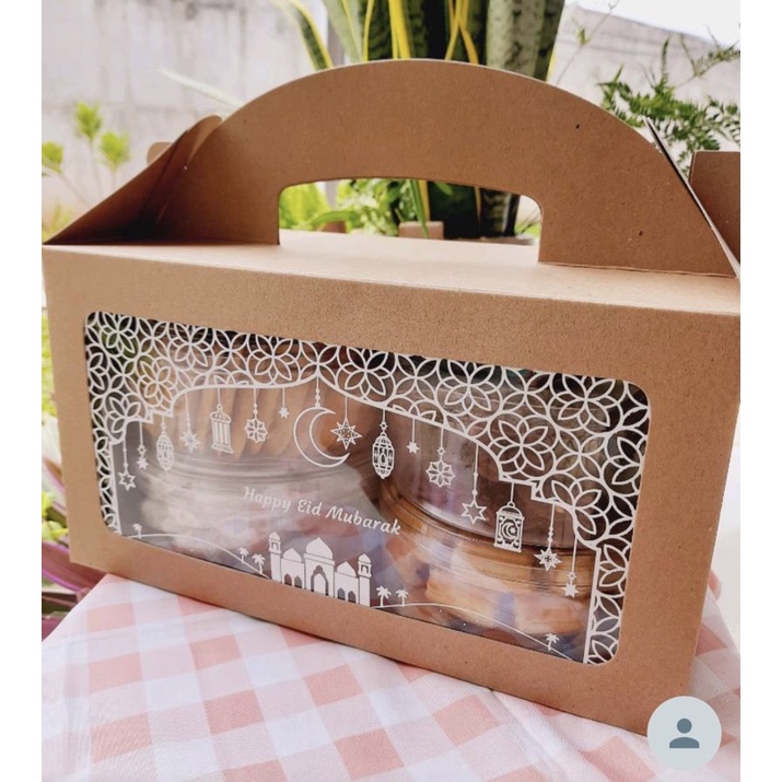 Kotak hampers kue kering edisi Idul Fitri Box muat 4 toples kue kering 500 gram Kotak kue lebaran