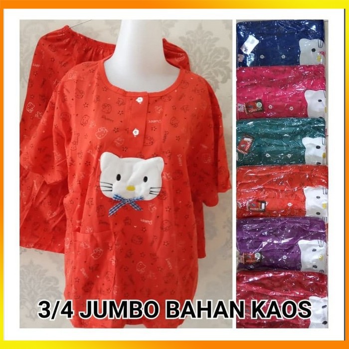 MF - BABYDOLL 3/4 jumbo  setelan bahan kaos