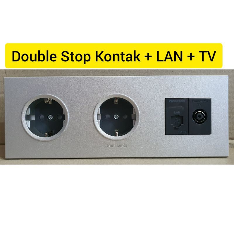 Panasonic Style Silver Double Stop Kontak + LAN + TV Tanam