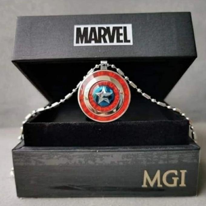 MURAH SINTE Kalung Kesehatan LSM CAPTAIN AMERIKA Pendant MARVEL ORIGINAL MCI READY