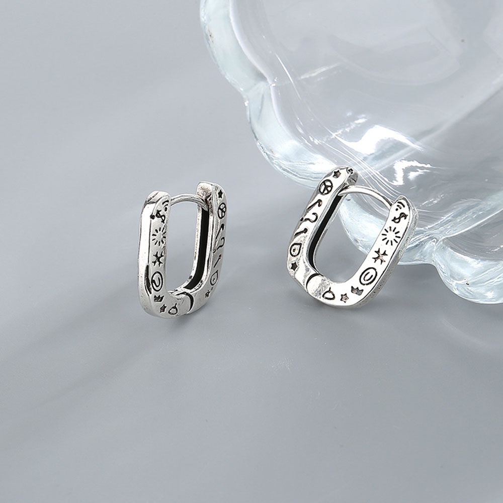 Anting hoop Bentuk U Desain Graffiti Gaya Punk Untuk Wanita