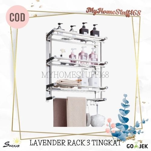 SHENAR RAK LAVENDER KAMAR MANDI MINIMALIS ELEGANT RAK HANDUK RAK DAPUR STAINLESS STEEL BATHROOM 3 TINGKAT