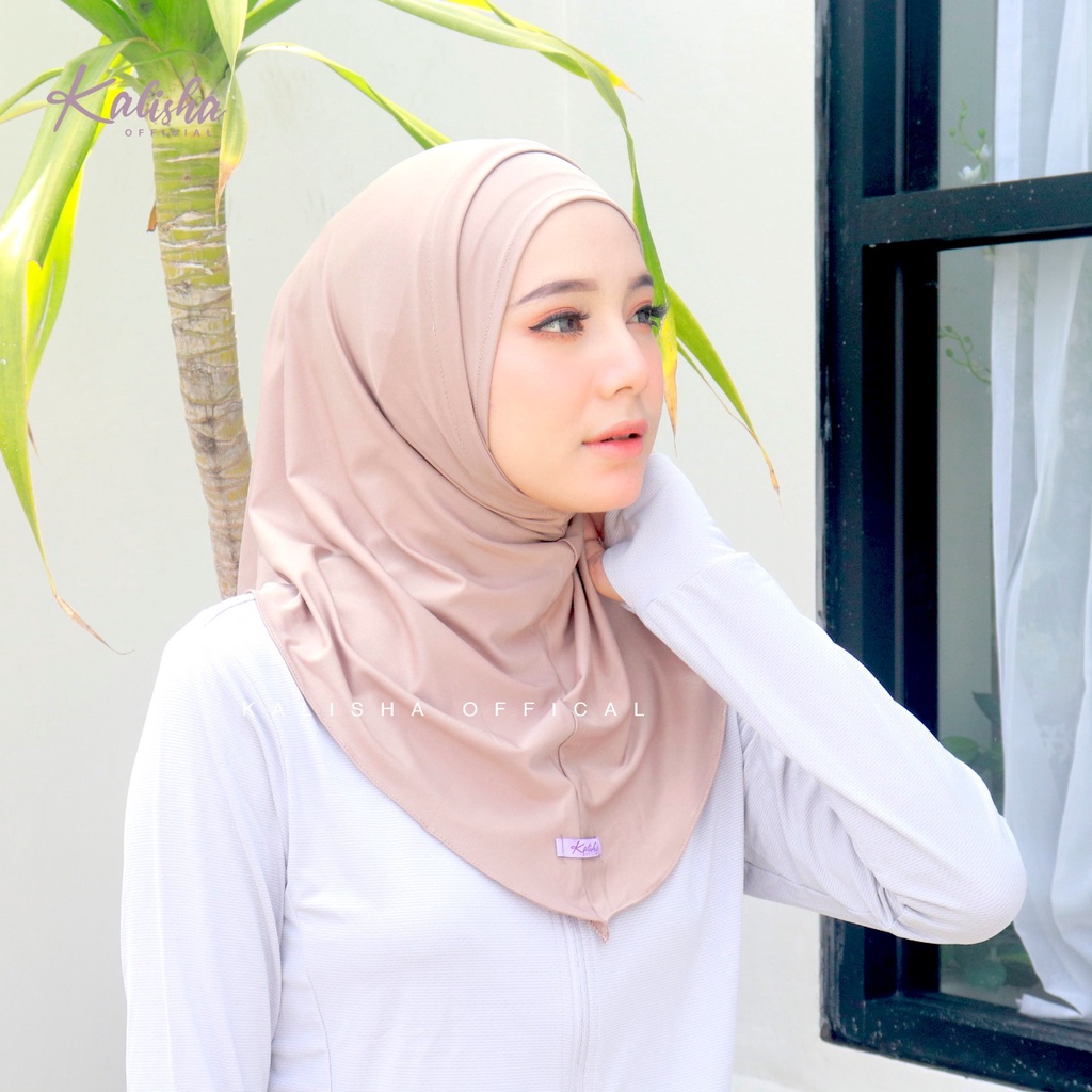 HIJAB MASKER HEADSET SPORTY HELMA / ACTIVE HIJAB EARPHONE MASK / HIJAB NEW NORMAL / HIJAB KHIMAR INSTAN BERGO MASKER EARPHONE BY KALISHA OFFICIAL-BUTTER