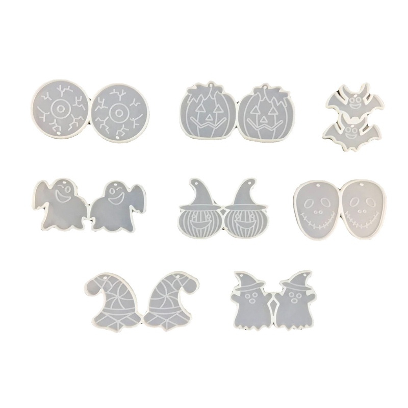 8pcs / Set Cetakan Liontin Anting Bahan Silikon Resin Epoksi Tema Halloween