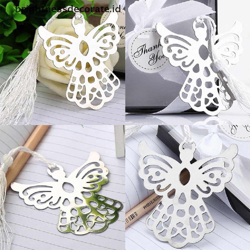 [birth] Hot Stainless Steel Silver Guardian ANGEL Bookmark Tassel Page Marker Ribbon Box [ID]