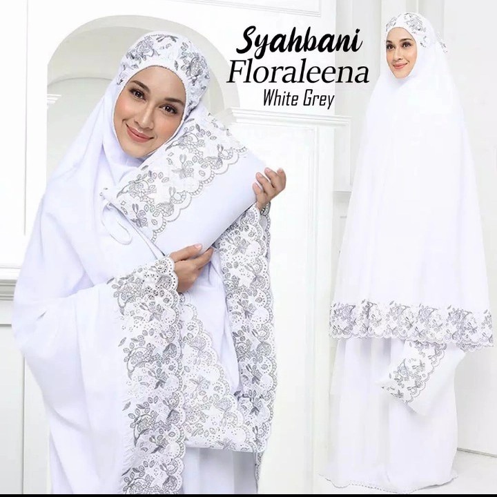 mukena khodijah ori mukena dewasa jumbo mukenah sholat katun asifa putih - Hijau Terbaik