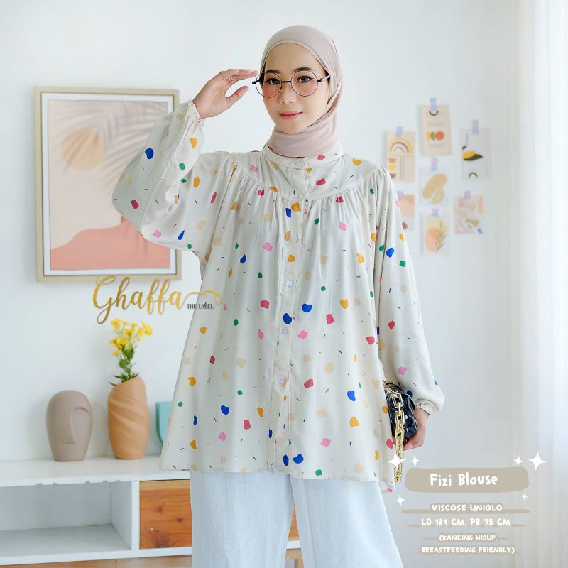 Fizi blouse motif abstrak modern by ghaffa the label